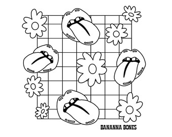 Daisies and Lips Coloring Page