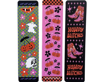 Halloween Bookmarks - Cherry Pumpkins, Howdy Witches, Spooky doodles