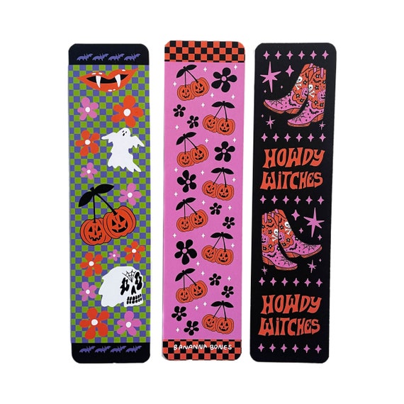 Halloween Bookmarks - Cherry Pumpkins, Howdy Witches, Spooky doodles