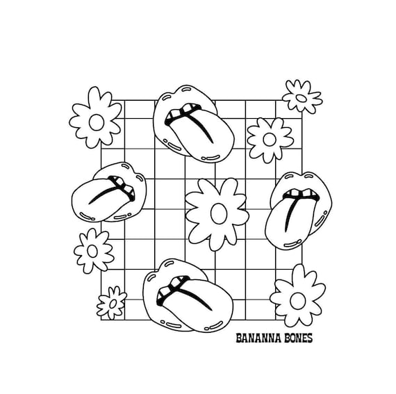 Daisies and Lips Coloring Page