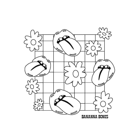 Daisies and Lips Coloring Page