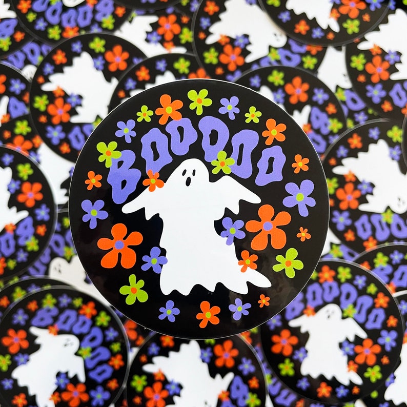 Retro Flower Ghostie Sticker image 1