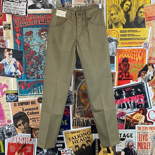 Vintage Kids Boys 70s Olive Camel Lee Leens Lee-Prest Trousers Pants Size 12 Slim, Retro Kids Deadstock Clothing, 70s Boys USA Slacks