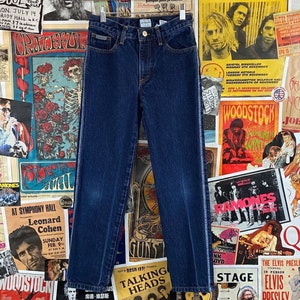 Vintage Girls 90s-2000s Y2Ks Dark Wash Calvin Klein CK Jeans Straight Leg Sz 10 Ages 8-9 Kids Designer Streetwear Clothing American Retro