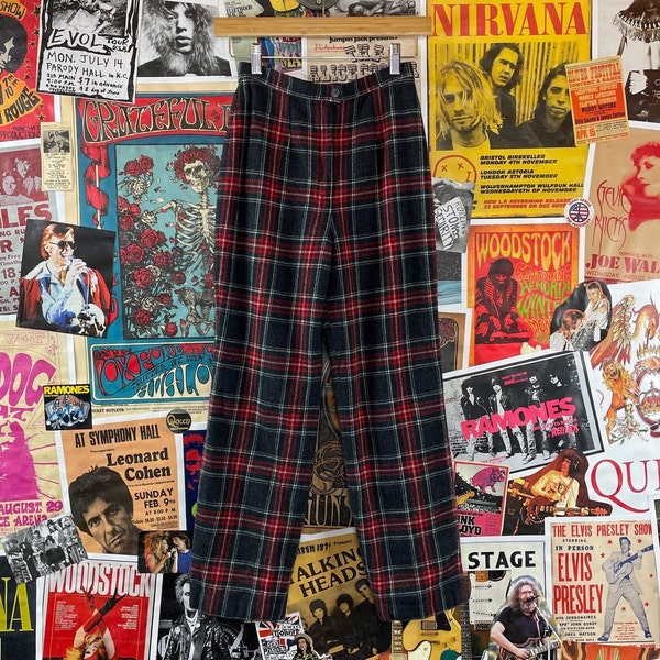 Vintage Kids Girls 70s Plaid Young Pendleton Wool Trousers Pants Size 7/8, Retro Girls Preppy Mod Back to School Clothing, 70s Plaid Pants