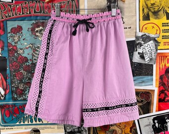 Vintage 90s Kids Pink & Black Hang Ten Elastic Waist Surfer Beach Shorts Size 14 Age 10-11, Vintage Surfing, Kids Boys Surf Summer Shorts