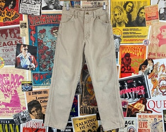 Vintage Kids 80s-90s Plain Khaki Beige Rustler Denim Jeans Girls Size 12 Boys Size 14/16 Slim, Kids Western Khaki Pants