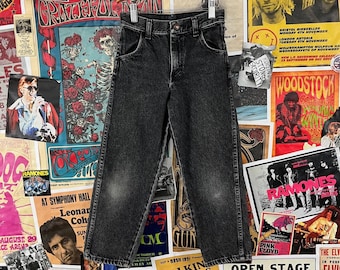 Vintage Kids 90s Faded Black Maverick Denim Jeans Size 8 Age 7-8 Retro Boys Girls Streetwear Grunge Pants Back to School Clothing
