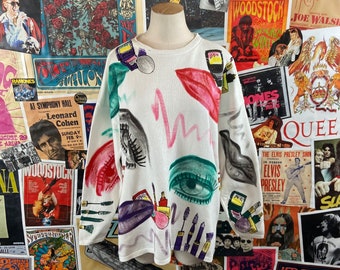 Vintage 70s Snoopy Peanuts Rah Rah School Rally Pop Art Sweater M