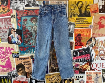 Vintage Kids 80s-90s Blue Faded Acid Wash Student Levi's Denim Jeans 10-11 Slim, 90s Boys Girls Made in USA Levis Pants Streetwear