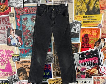 Vintage Kids 80s Black Faded Corduroy Bootcut Wranglers USA Pants Size 8, Retro Kids Boys Girls Western Rockabilly Clothing