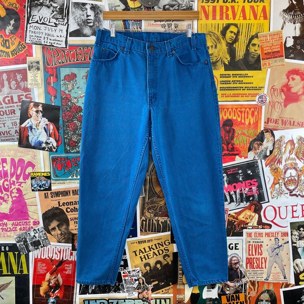 Vintage 90s Cobalt Blue USA Levi's 560s Comfort Fit Orange Tab Zip Fly Denim Jeans 33x28, 90s Mens Womens Pants, Mom Jeans High Rise