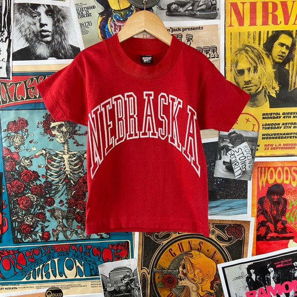 Vintage Kids 6/8 1980s-90s Red + White Nebraska Cornhuskers Screen Stars Graphic T-Shirt