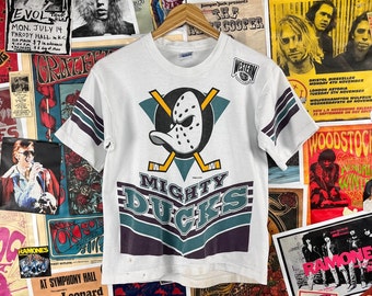 Vintage des années 90 Mighty Ducks Western NHL Hockey graphique ras du cou T-shirt taille 14-16, t-shirt graphique pour femmes des années 90 XS/S, film garçons filles des années 90