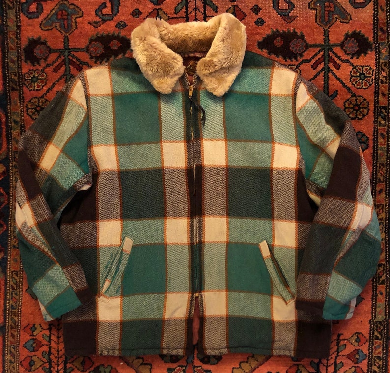 Vintage Men/'s 1950s Field Stream Wool Plaid Sportsman Hunting Jacket