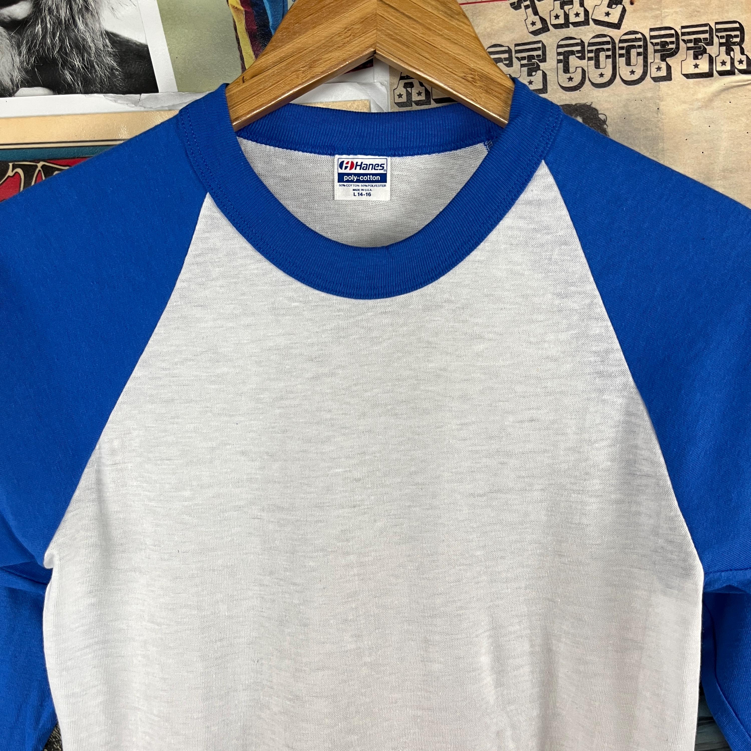 80s Hanes Base Ball T-shit sizeXL Hanes Poly-Cotton Raglan Jersey