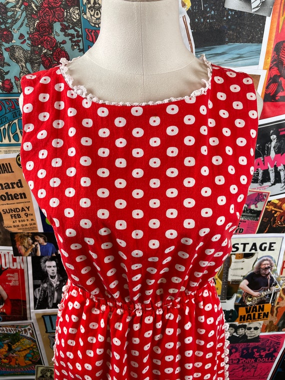 Vintage Women's 60s-70s Red & White Polka Dot Mod… - image 2