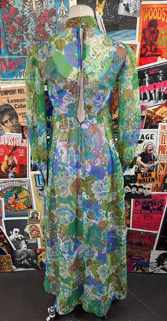 Vintage Women's 60s-70s Green & Purple Floral Bot… - image 7