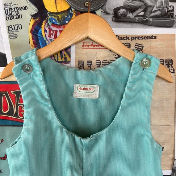 Vintage Baby Kids 70s Pastel Light Teal Blue Heal… - image 2