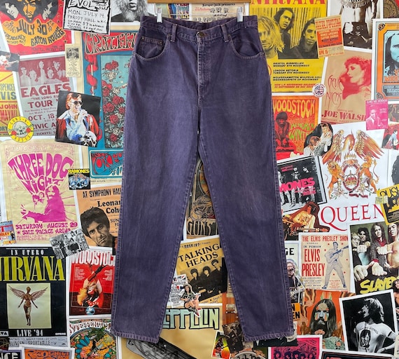 Vintage Women's 90s Purple High Rise Sasson 34x34 Tapered Denim