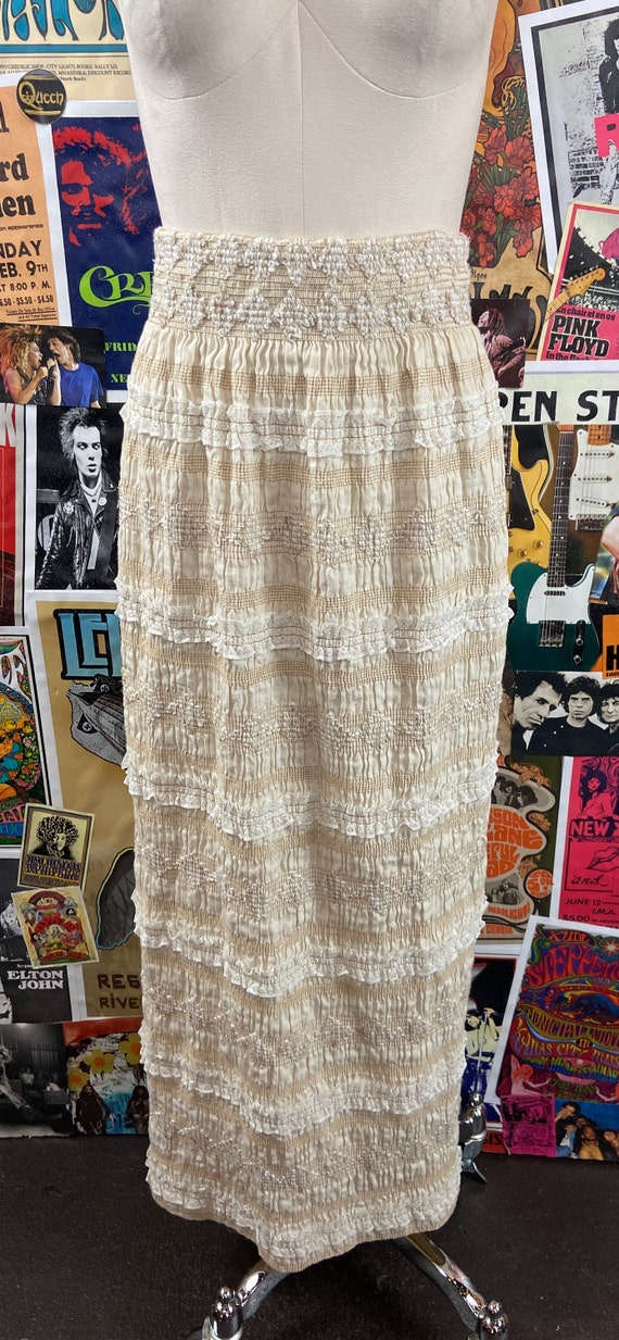 Vintage Women's 70s Ivory Cream F.A. Chatta Textu… - image 2