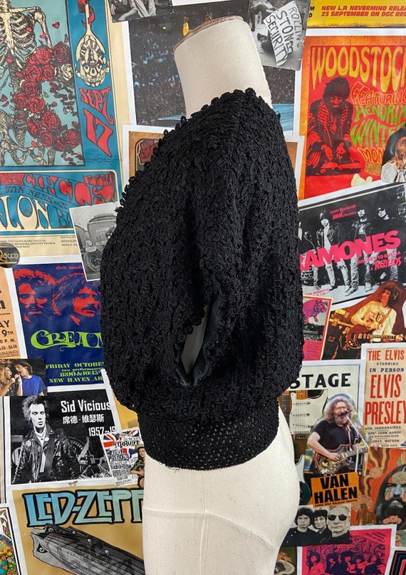 Vintage Women's 50s-60s Plain Black Crochet Eyele… - image 5