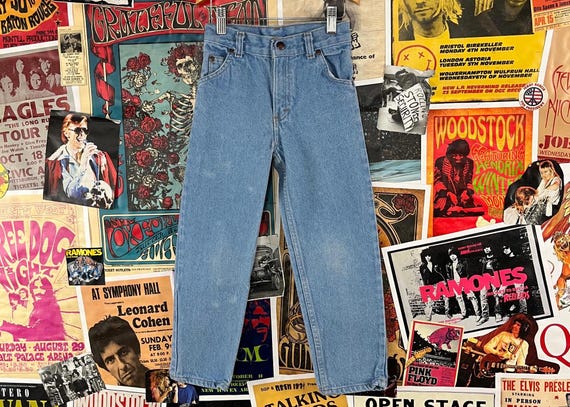Vintage Kids 90s Blue Light Wash Faded Glory Denim Jeans Slim