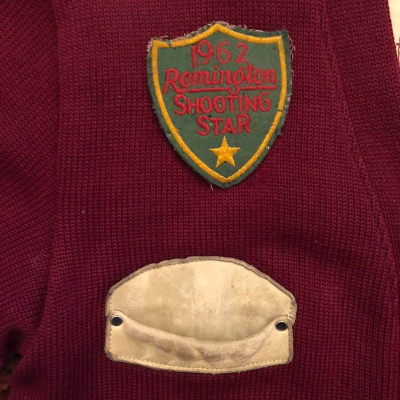 Vintage Men/'s 194050s Skookum Sportswear Wool Knit Leather Shooting Rifle Sweater Jacket