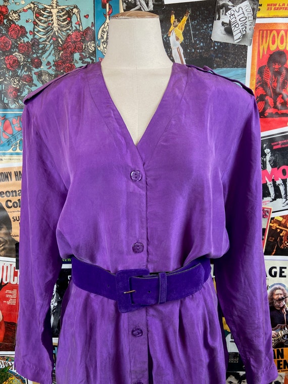 Vintage Women's 80s-90s Purple Silk Diane Gilman … - image 2