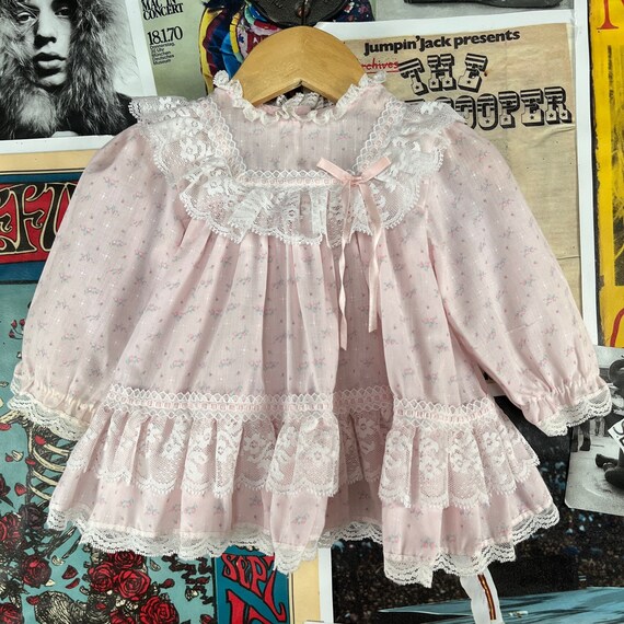 Vintage Baby Girls 70s-80s Light Pink & White Cal… - image 9