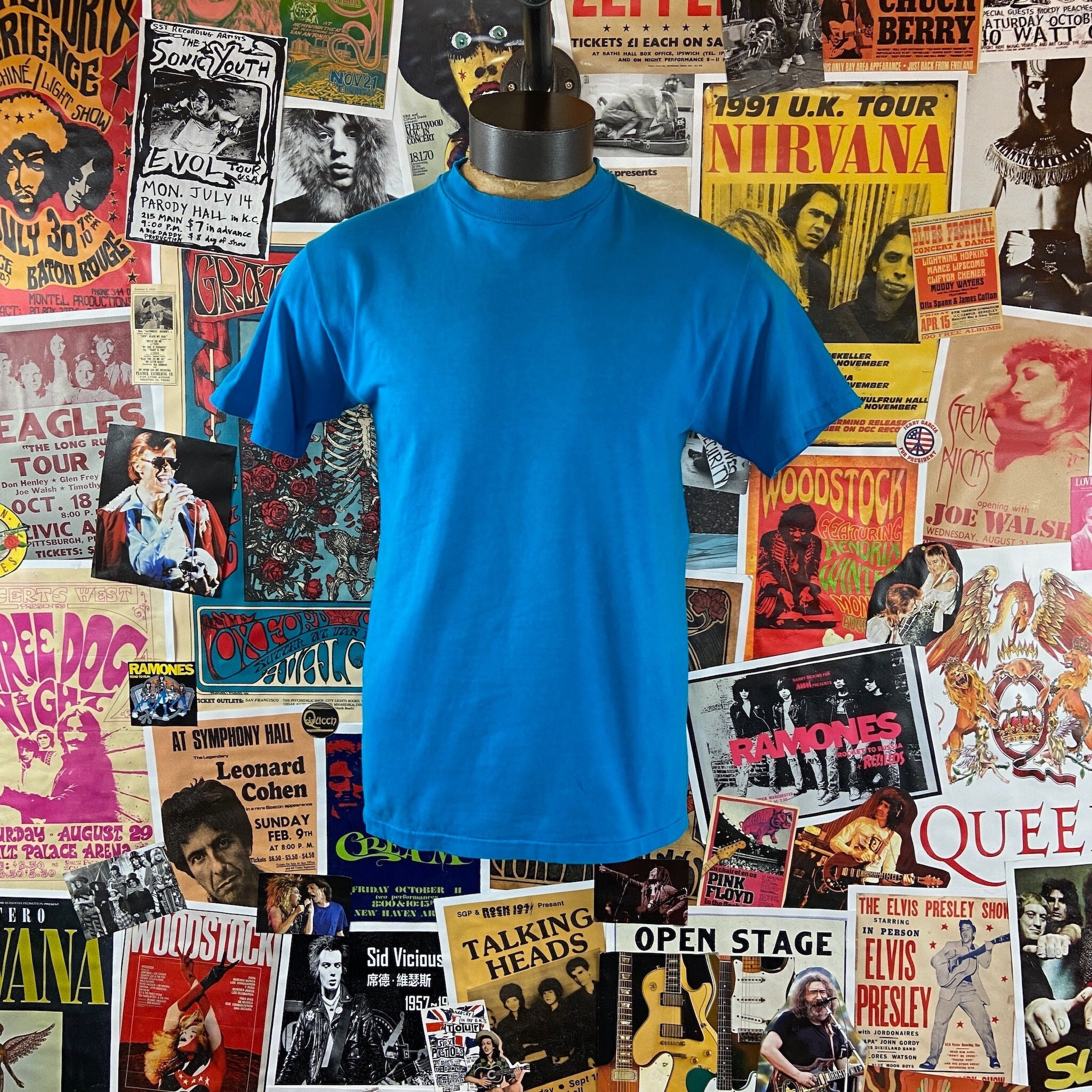 Vintage 1990s Blue Short Sleeve Single 