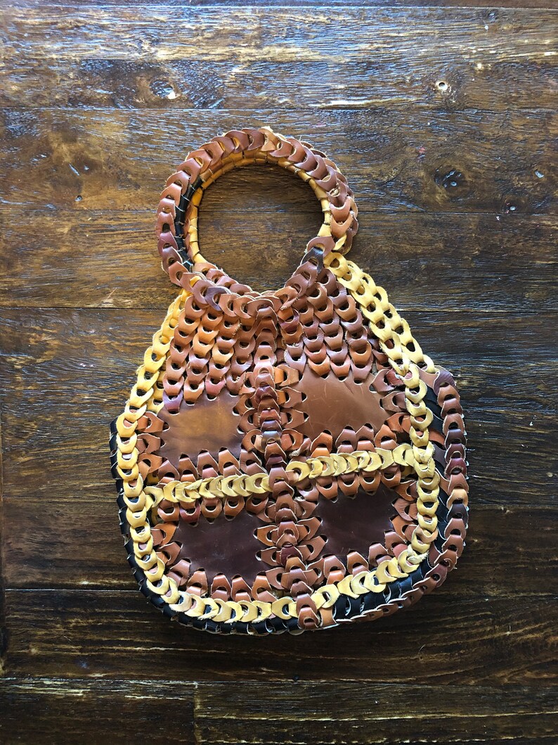 Awesome Vintage 196070s Leather Chain Link Tote