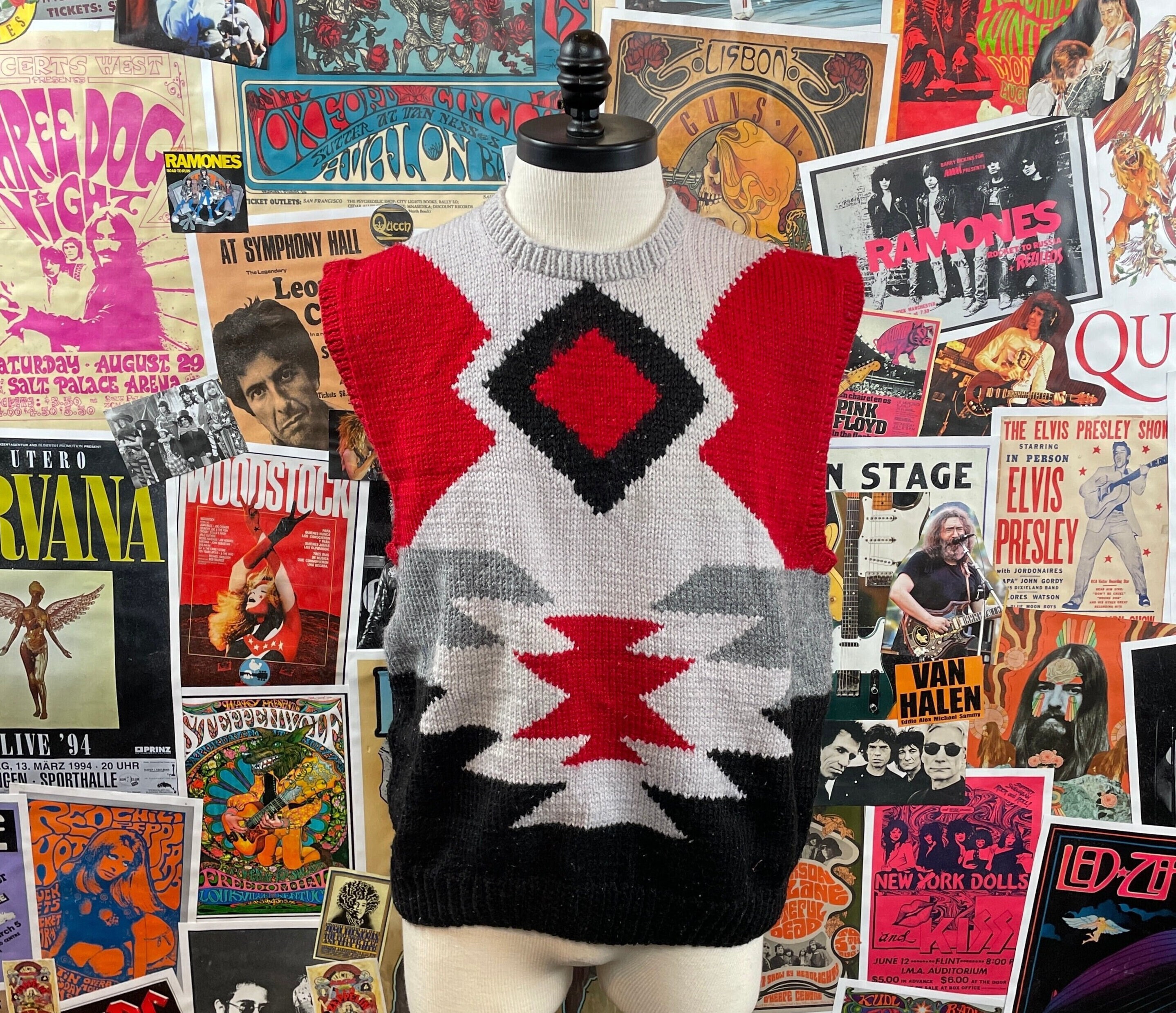 Vintage Men's 70s-80s Grey Red Black Southwestern Aztec - Etsy