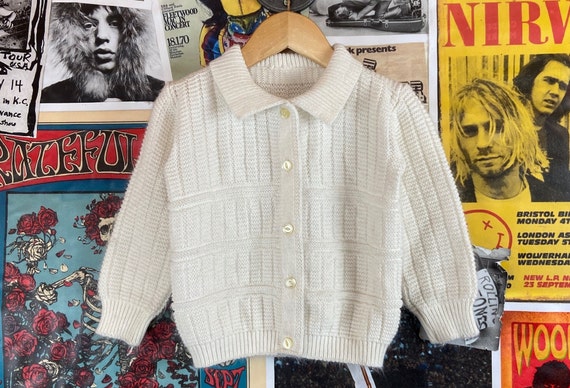 Vintage Kids Toddler Girls 60s-70s Plain Ivory Wh… - image 1