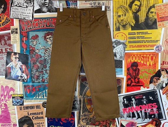 Vintage Kids Boys 70s Tan Brown Irregular Levi's … - image 1