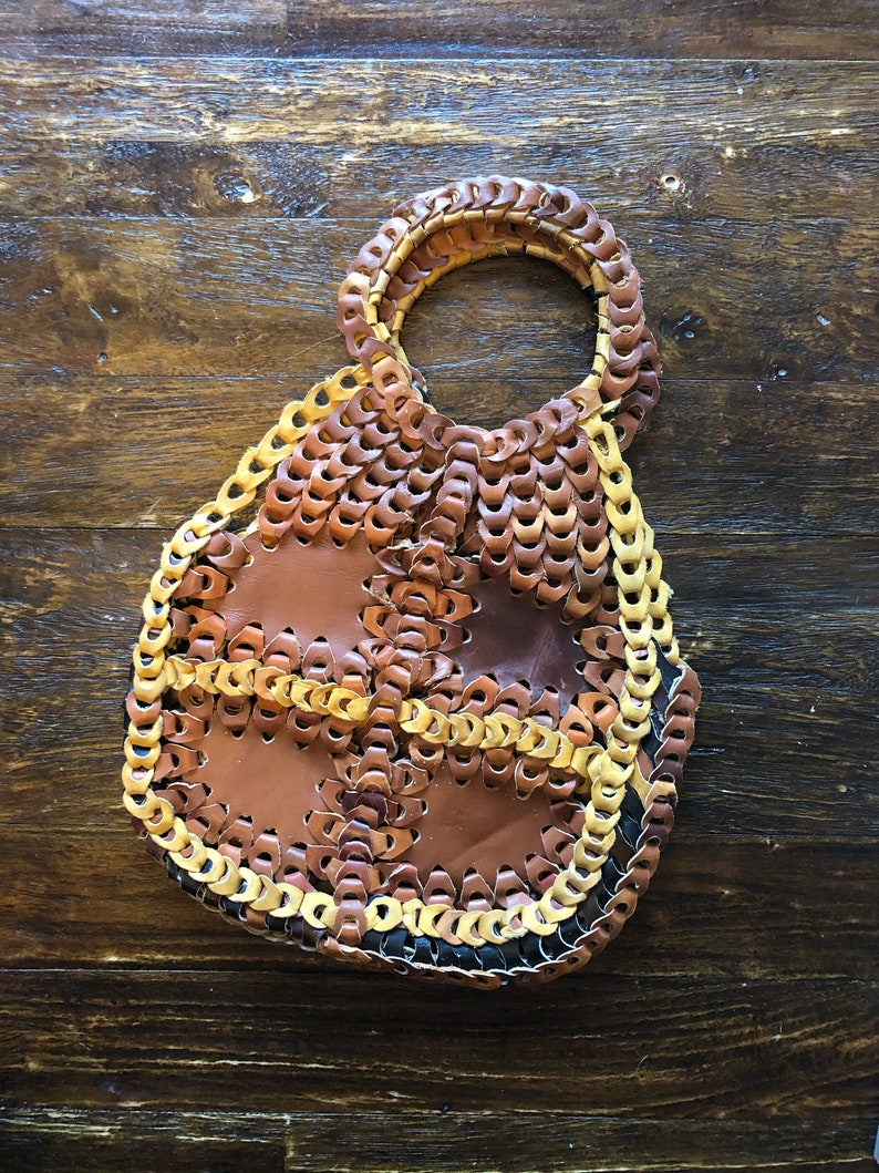 Awesome Vintage 196070s Leather Chain Link Tote