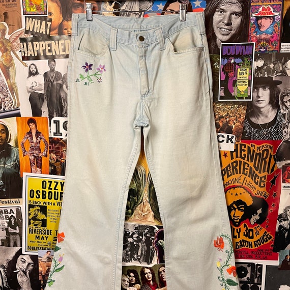 Vintage 1970s Women’s Lee Floral Embroidered Denim