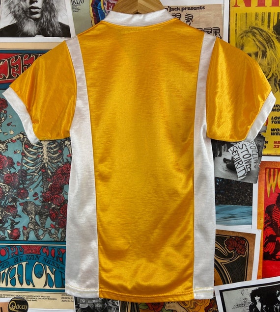Vintage Kids 80s Yellow & White Short Sleeve Socc… - image 4