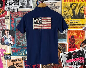 Vintage Y2K Ralph Lauren USA Flag Navy Blue Big Polo PONY Rider