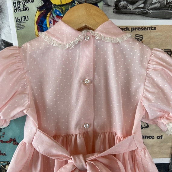 Vintage Toddler Girls Kids 80s Pink & White Lace … - image 5