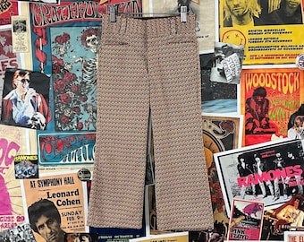 Vintage Kids 60s-70s Rust Yellow Brown Retro Kmart Polyester