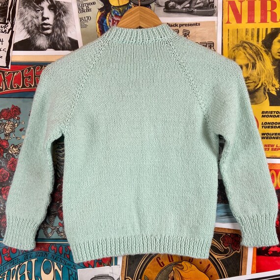 Vintage Kids Girls 50s-60s Pastel Mint Blue Knit … - image 4