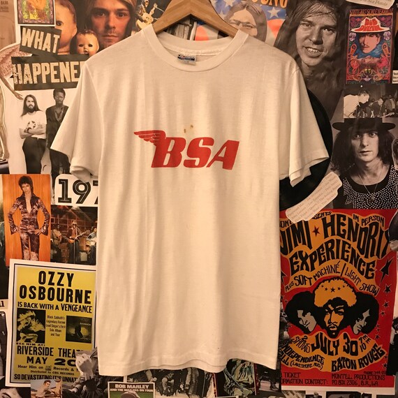 Vintage 1980s BSA Motorcycles Logo Hanes Fifty-Fif