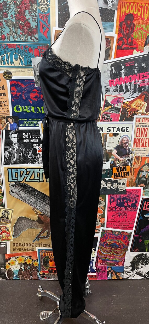 Vintage Women's 80s Plain Black Sheer Lace Panel … - image 5
