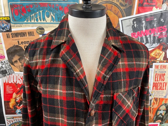 Vintage Men's 50s Black Red & Gray Plaid Wool Pen… - image 2