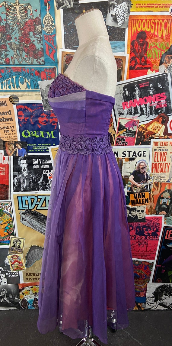 Vintage Women's 50s Purple Pink Ombré Floral Lace… - image 6