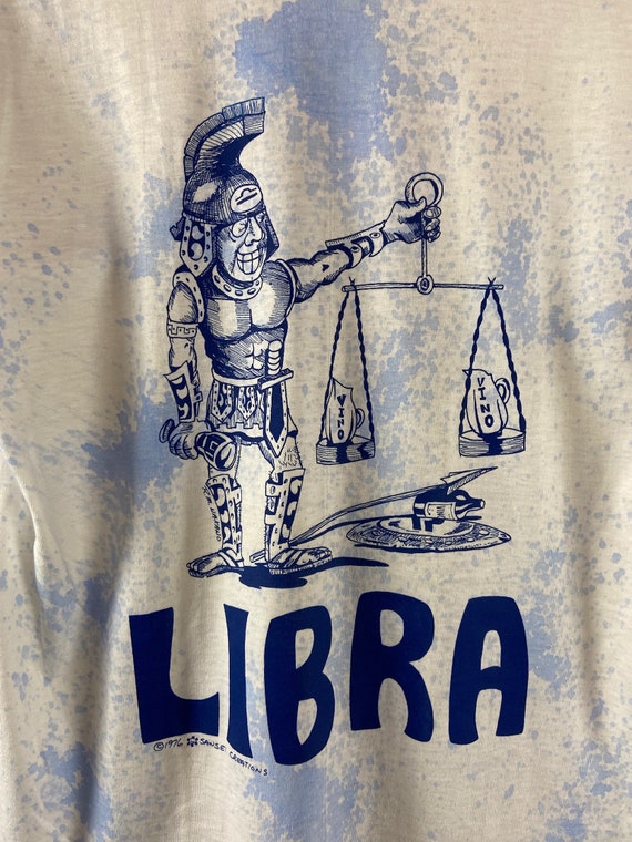 Libra Retro Vintage 70s White & Blue Splatter Print Libra Zodiac … - Gem