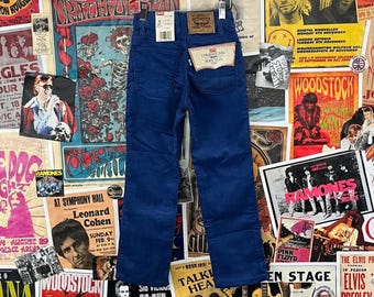 Vintage Kids Boys 90s Blue Corduroy Deadstock Levi's White Tab Straight Leg Slim Fit Pants Size 8 Slim Ages 7-8 USA Levi Strauss Retro