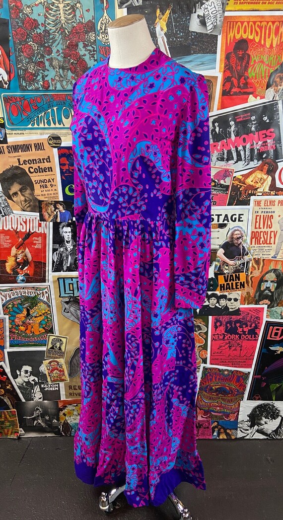 Vintage Women's 60s-70s Fuchsia Pink Purple Blue … - image 5