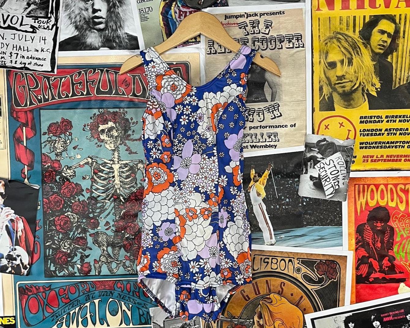 70s Flower Swimwear - Etsy